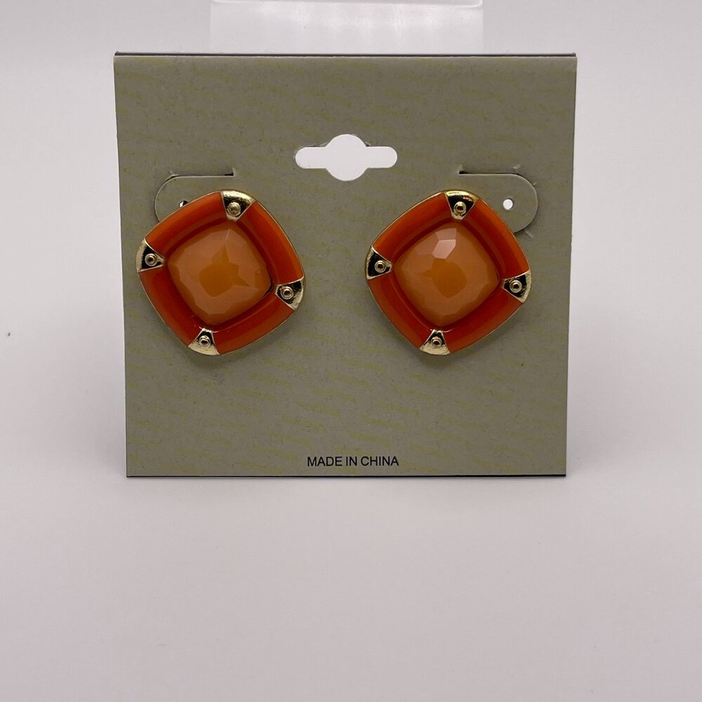 Coral Square Earrings